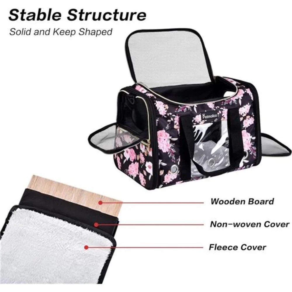 Cat Pet Dog Carrier Airline Approved Soft Pet Travel Carrier with 3 Open Door